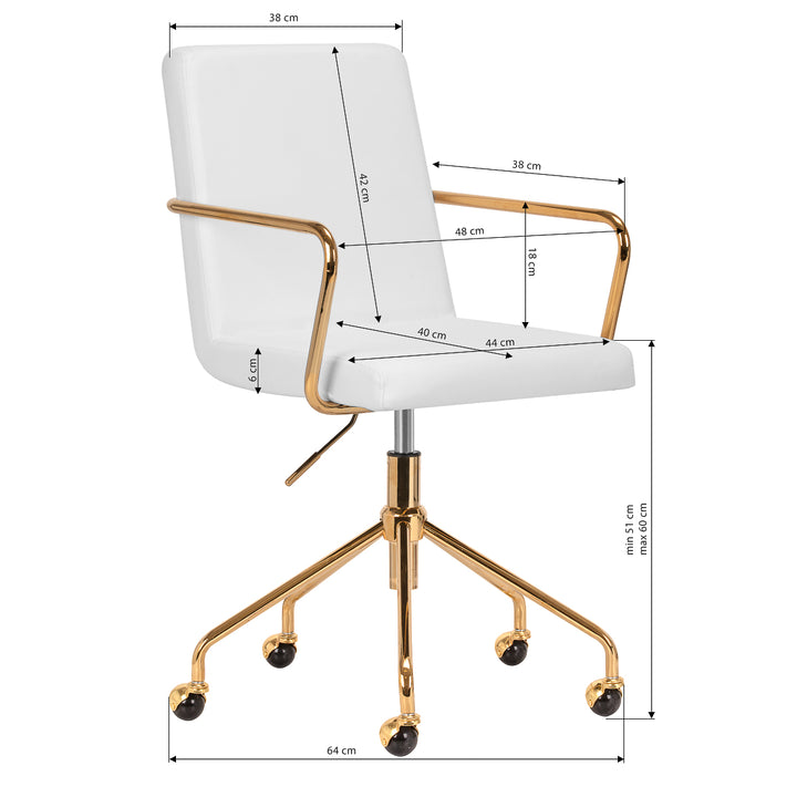 Silla de salón con reposabrazos QS-OF211G Oro-Crema - imagen 9