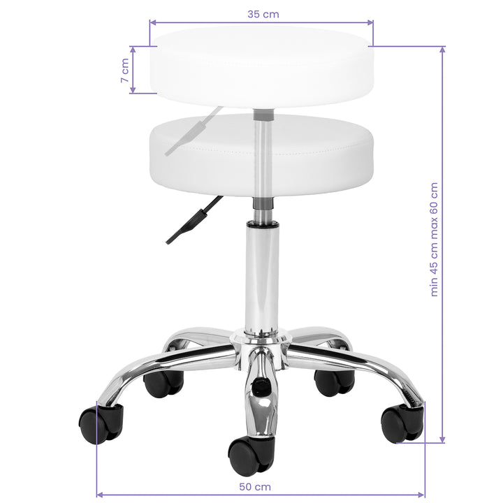 Taburete con Ruedas AM-310v Blanco - imagen 4