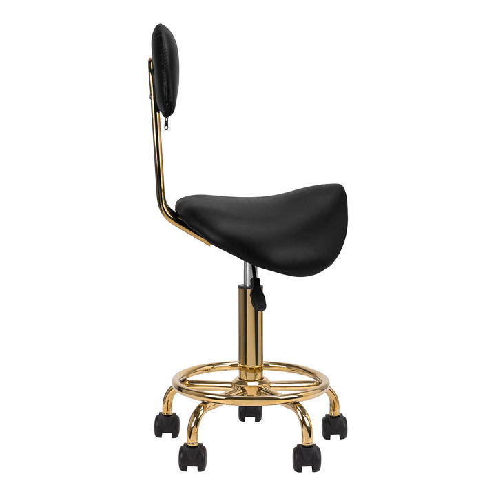 Taburete Ergonómico con Ruedas y Respaldo 6001-G Oro-Negro - imagen 2