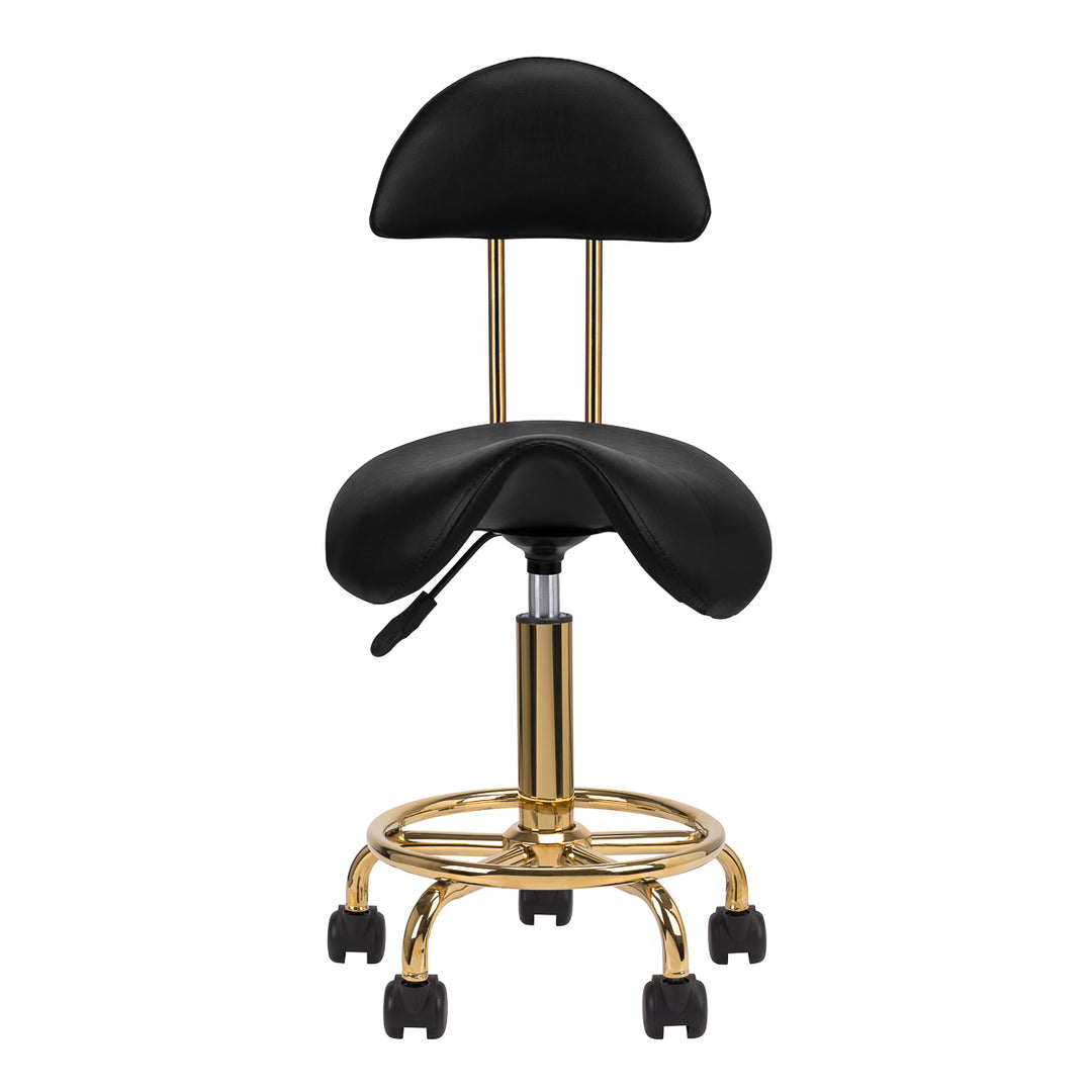 Taburete Ergonómico con Ruedas y Respaldo 6001-G Oro-Negro - imagen 3