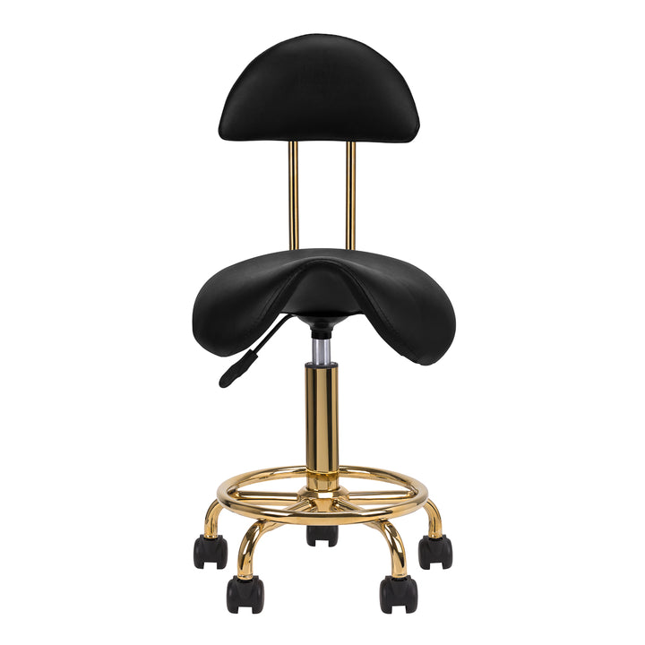 Taburete Ergonómico con Ruedas y Respaldo 6001-G Oro-Negro - imagen 3