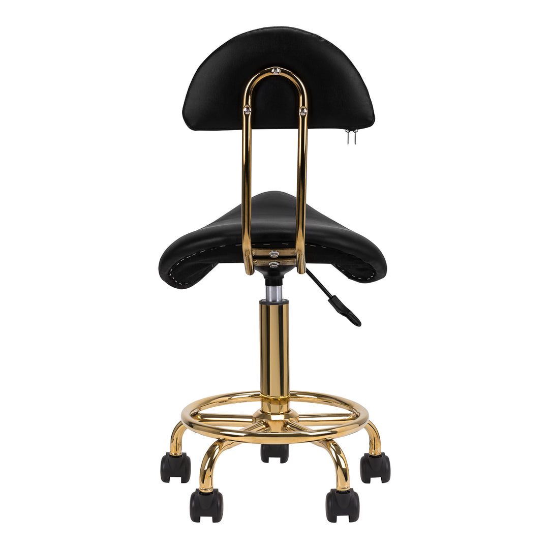 Taburete Ergonómico con Ruedas y Respaldo 6001-G Oro-Negro - imagen 4