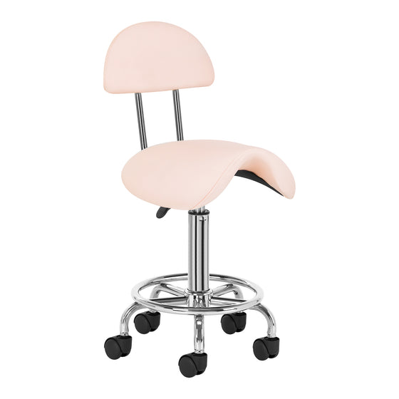 Taburete Ergonómico con Ruedas y Respaldo 6001 Rosa