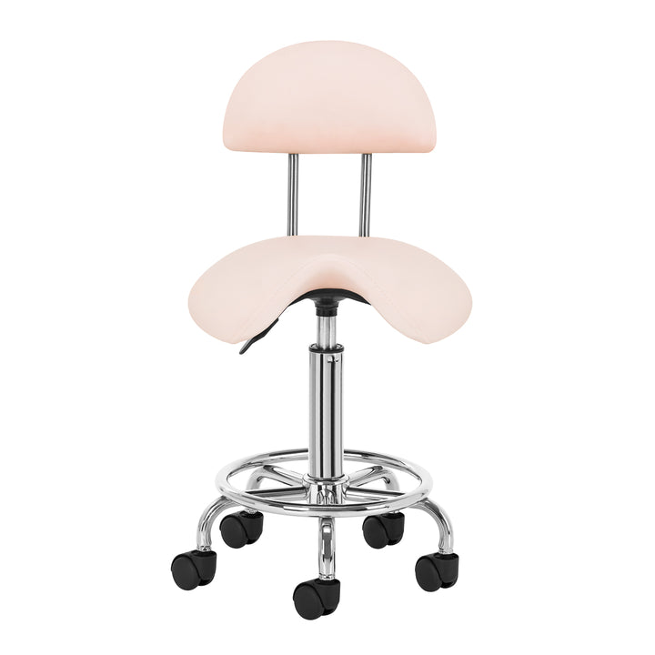 Taburete Ergonómico con Ruedas y Respaldo 6001 Rosa - imagen 2