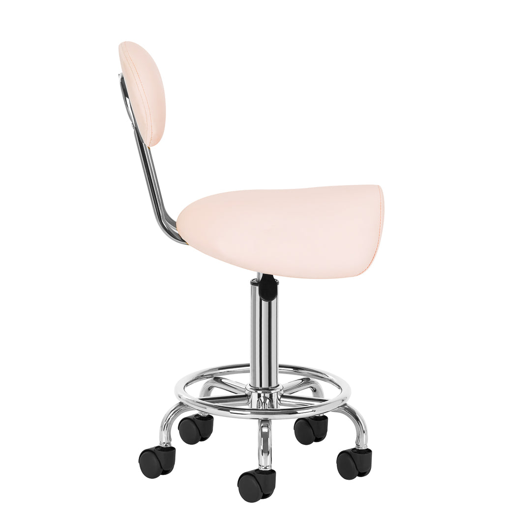 Taburete Ergonómico con Ruedas y Respaldo 6001 Rosa - imagen 3