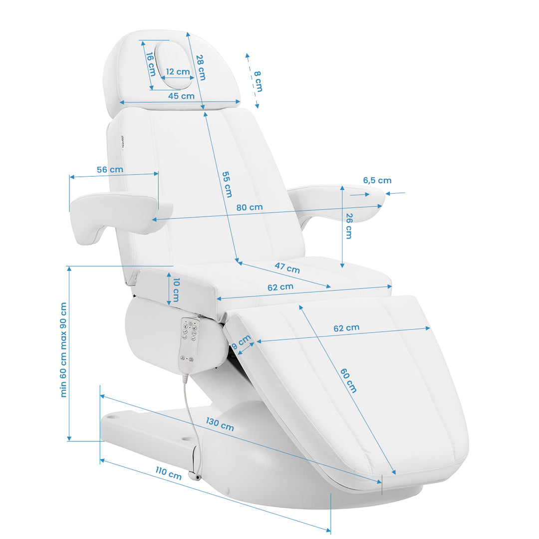 Sillón de tratamiento eléctrico Azzurro Lux 3 motores con calefacción Blanco - imagen 15