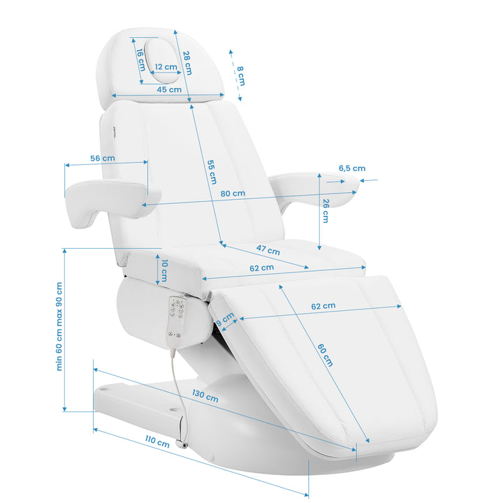 Sillón de tratamiento eléctrico Azzurro Lux 3 motores con calefacción Blanco - imagen 15