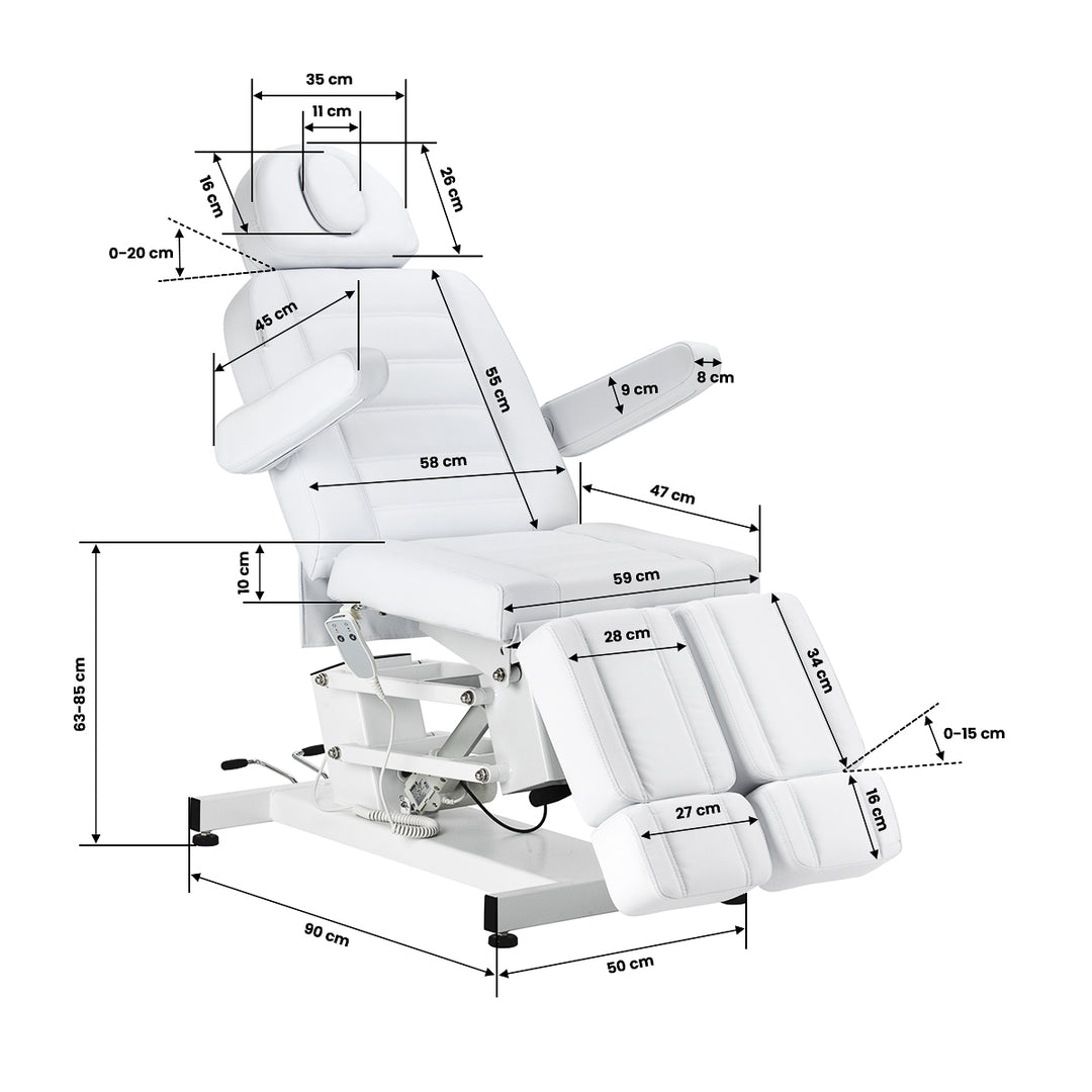 Sillón de tratamiento eléctrico Azzurro 706 v2 Pedi 1 motor Blanco - imagen 17