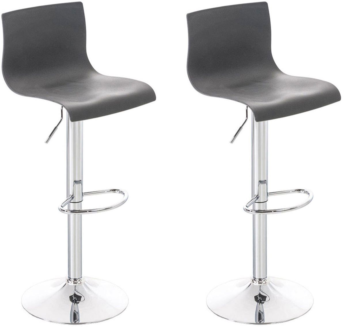 Set de 2 Taburetes de Bar con Respaldo 105 Plástico Gris