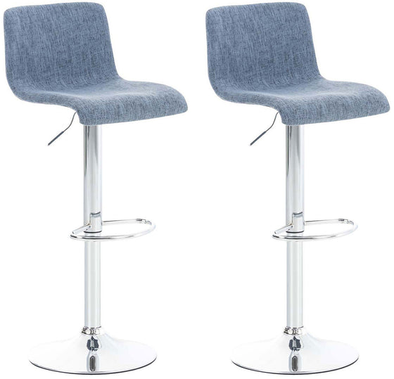 Set de 2 Taburetes de Bar con Respaldo 105 Tela Azul