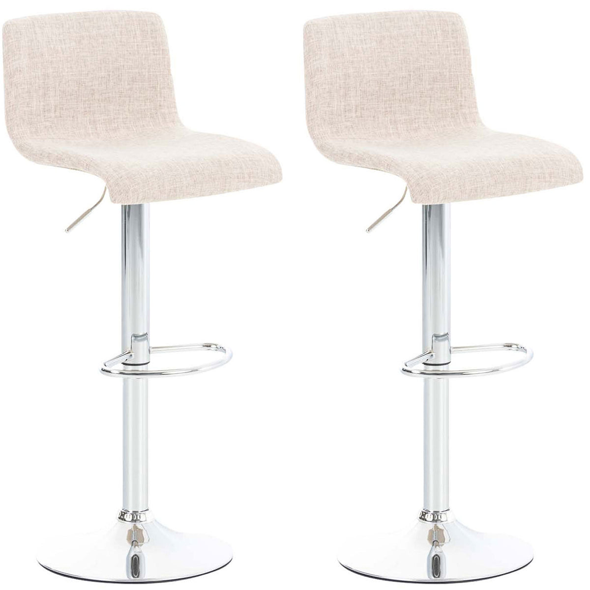 Set de 2 Taburetes de Bar con Respaldo 105 Tela Crema