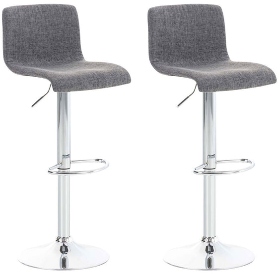 Set de 2 Taburetes de Bar con Respaldo 105 Tela Gris claro