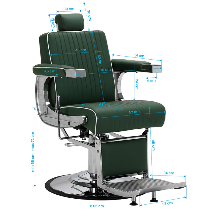 Sillón de Barberia Gabbiano Visionerio Verde - imagen 18