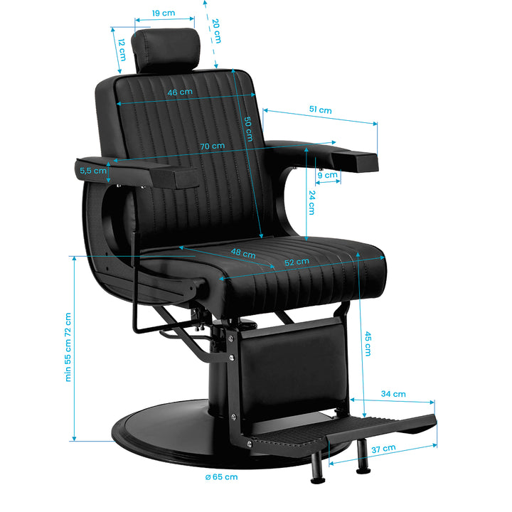 Sillón de Barberia Gabbiano Visionerio Negro - imagen 13