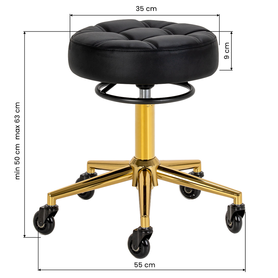 Taburete con Ruedas Gabbiano D054G Negro-Oro - imagen 6
