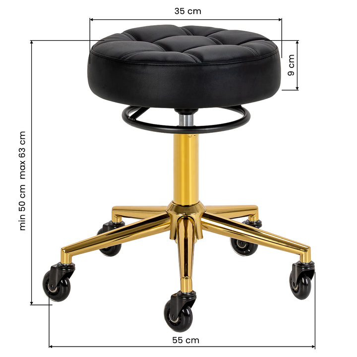 Taburete con Ruedas Gabbiano D054G Negro-Oro - imagen 6