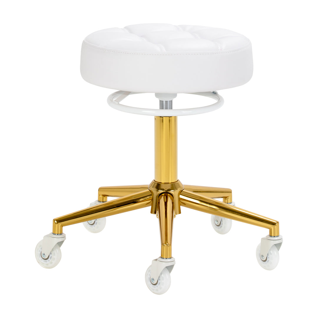 Taburete con Ruedas Gabbiano D054G Blanco-Oro