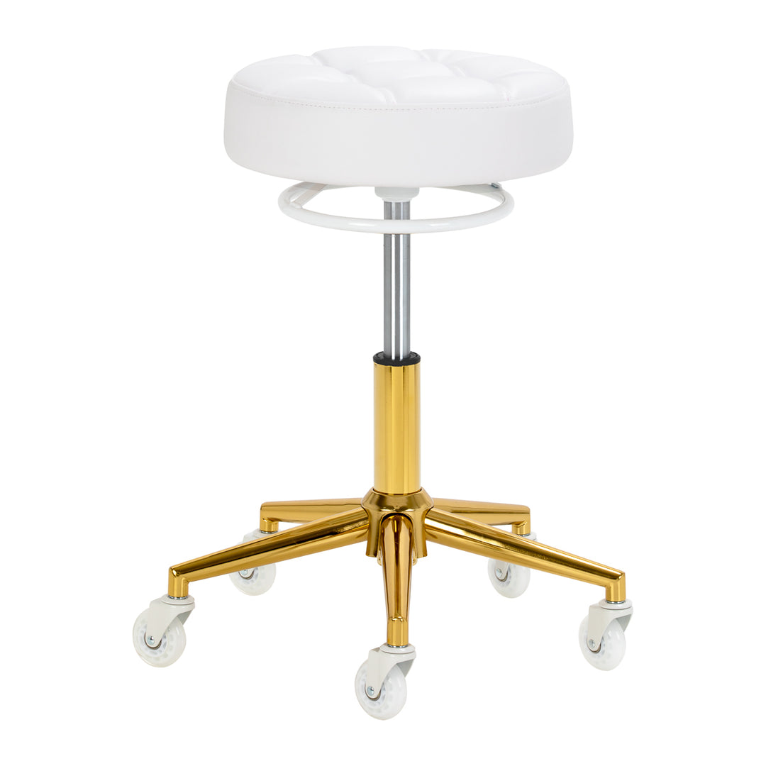 Taburete con Ruedas Gabbiano D054G Blanco-Oro - imagen 2