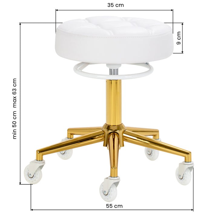 Taburete con Ruedas Gabbiano D054G Blanco-Oro - imagen 6