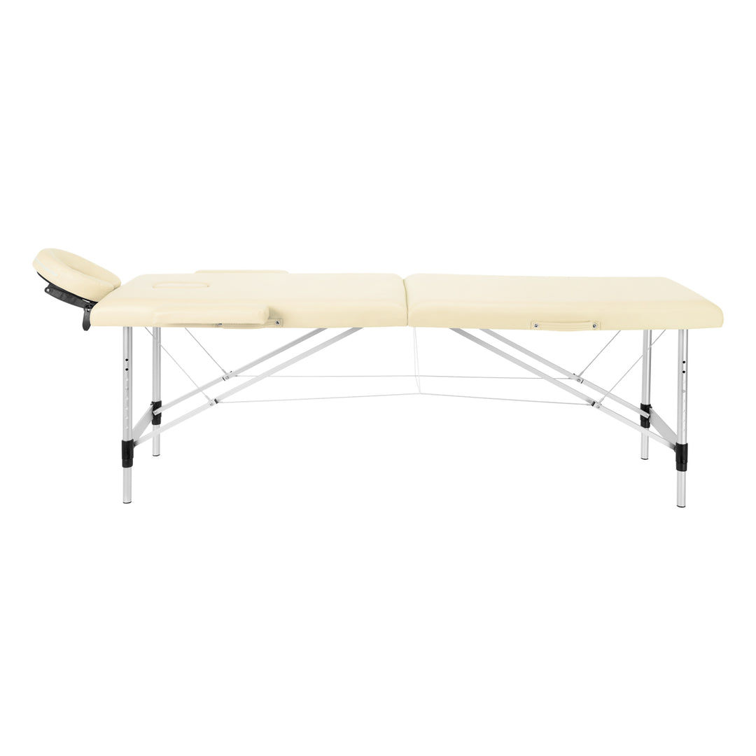 Camilla de masaje plegable de aluminio Balance 2 zonas crema