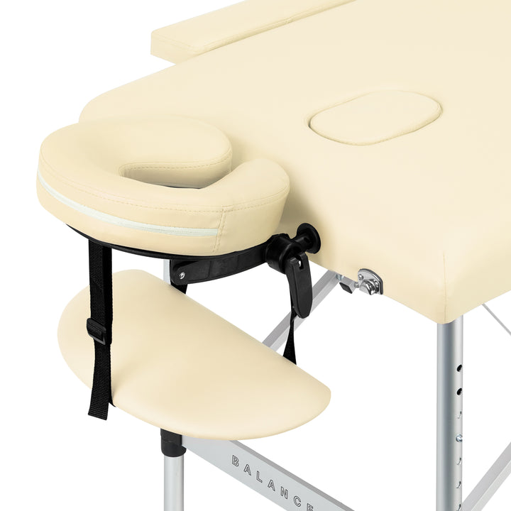 Camilla de masaje plegable de aluminio Balance 2 zonas crema