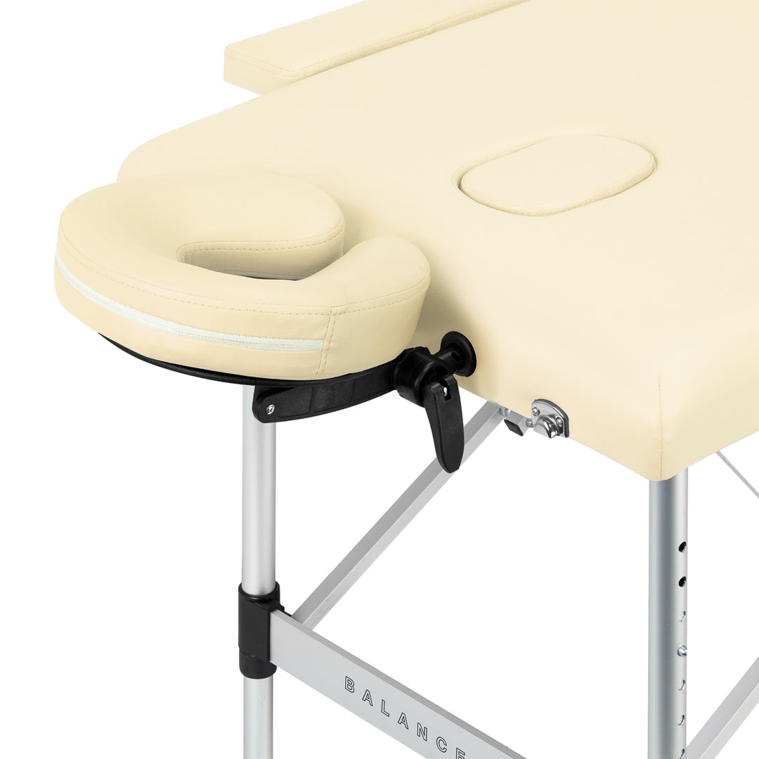 Camilla de masaje plegable de aluminio Balance 2 zonas crema