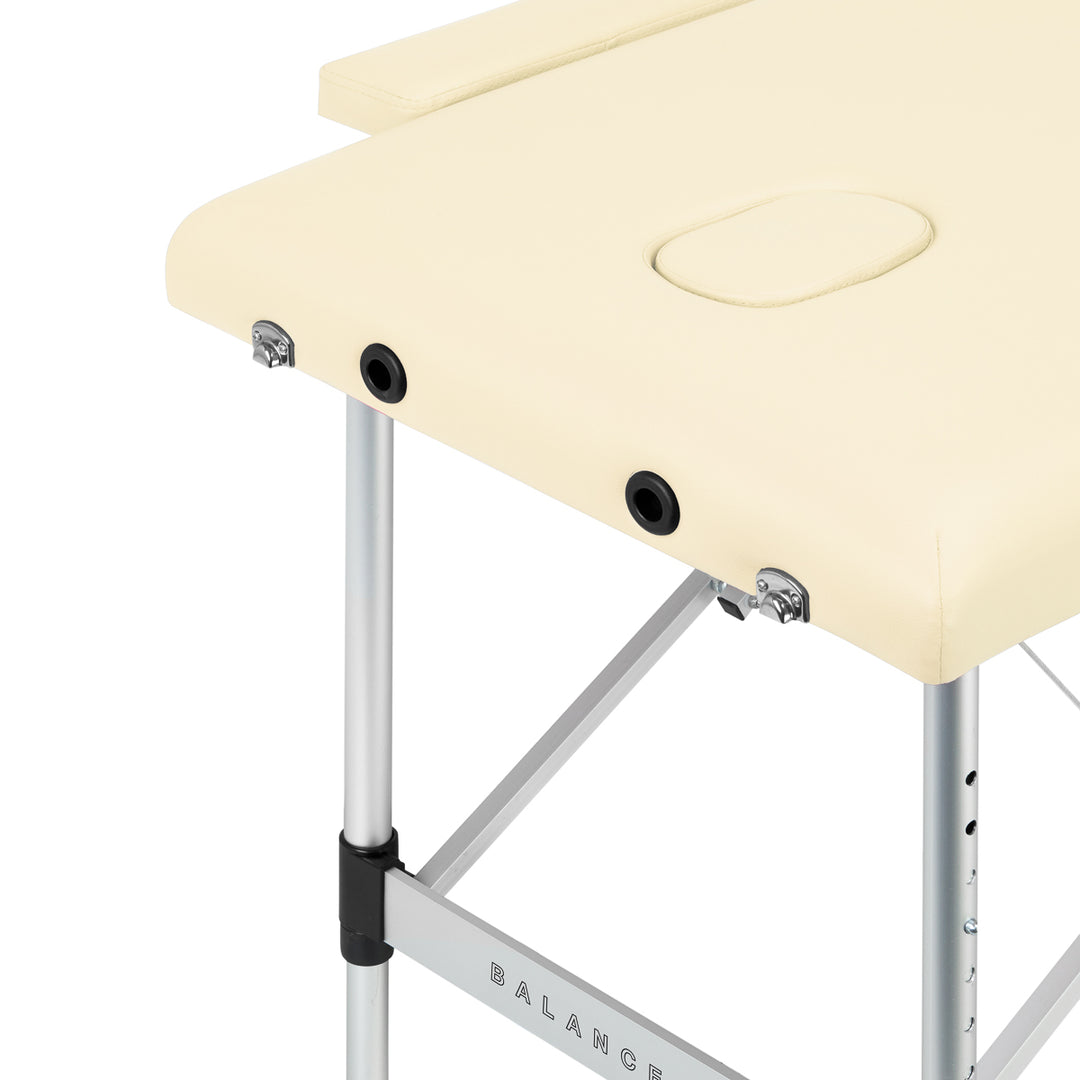 Camilla de masaje plegable de aluminio Balance 2 zonas crema