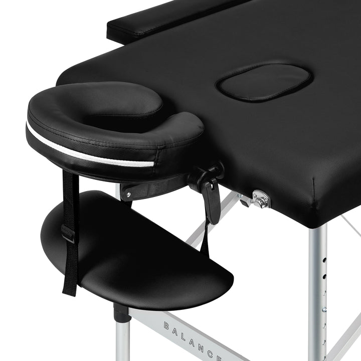 Camilla de masaje plegable de aluminio Balance 2 zonas negro
