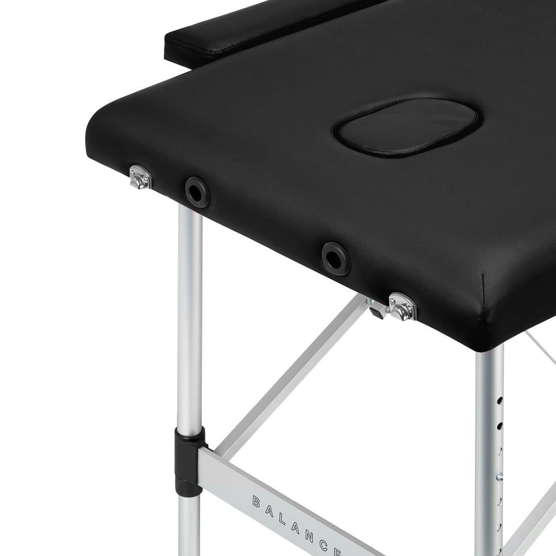 Camilla de masaje plegable de aluminio Balance 2 zonas negro