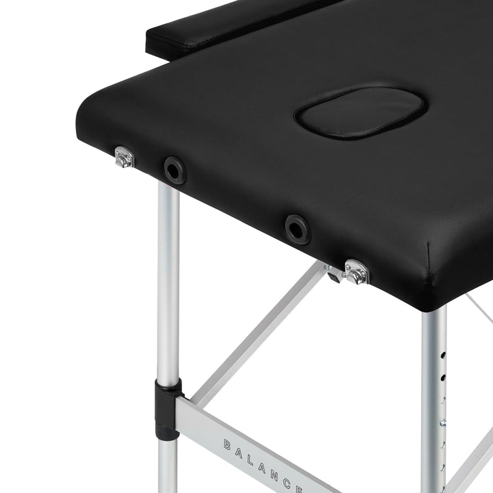 Camilla de masaje plegable de aluminio Balance 2 zonas negro