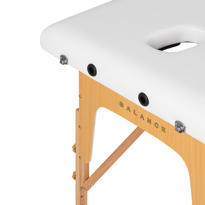 Camilla de masaje plegable de madera de haya Balance 2 zonas blanco