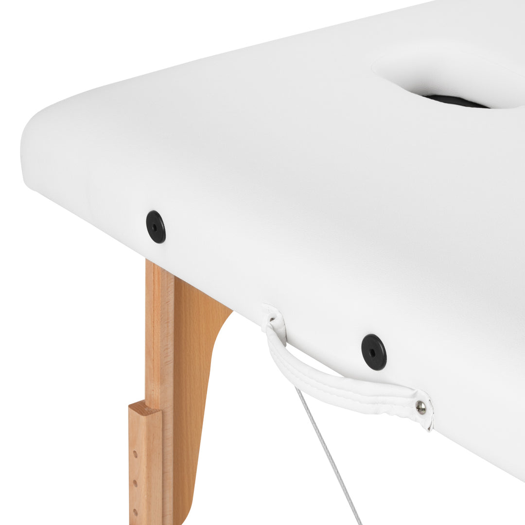 Camilla de masaje plegable de madera de haya Balance 2 zonas blanco