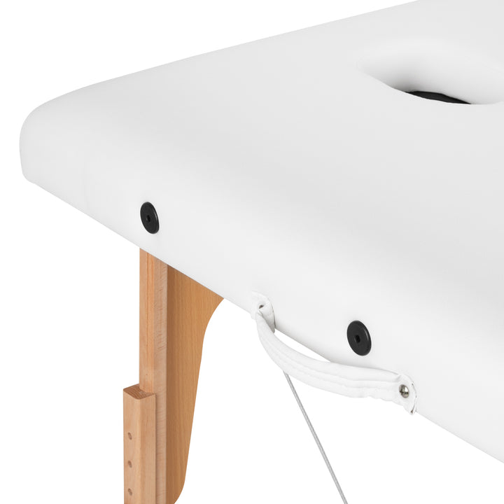 Camilla de masaje plegable de madera de haya Balance 2 zonas blanco