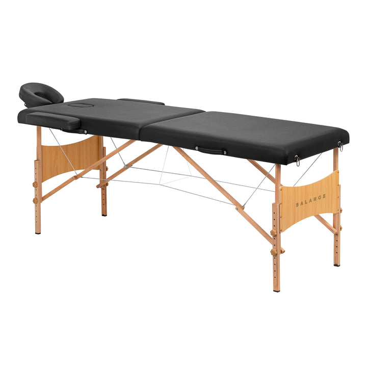 Camilla de masaje plegable de madera de haya Balance 2 zonas negro