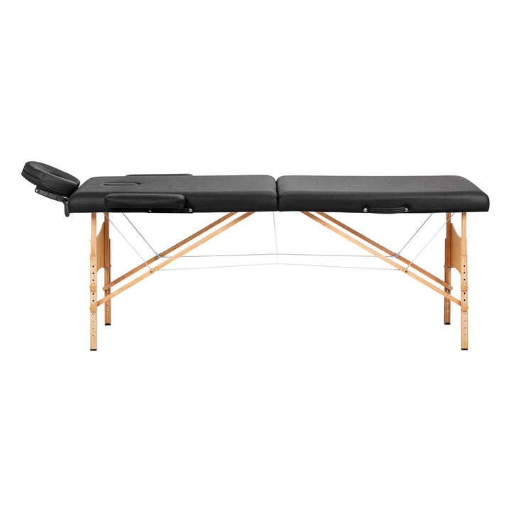 Camilla de masaje plegable de madera de haya Balance 2 zonas negro