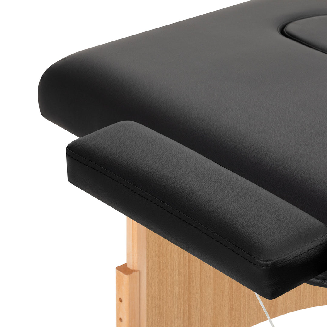 Camilla de masaje plegable de madera de haya Balance 2 zonas negro