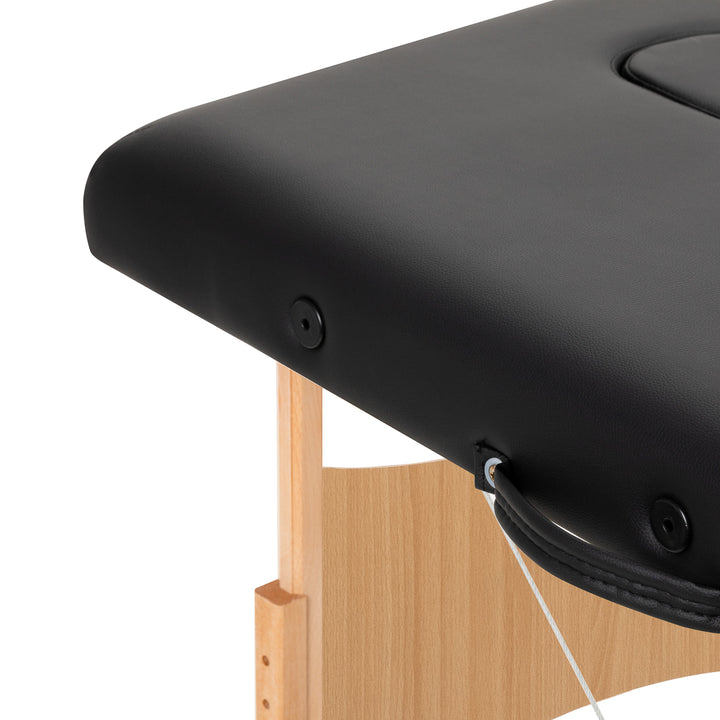 Camilla de masaje plegable de madera de haya Balance 2 zonas negro