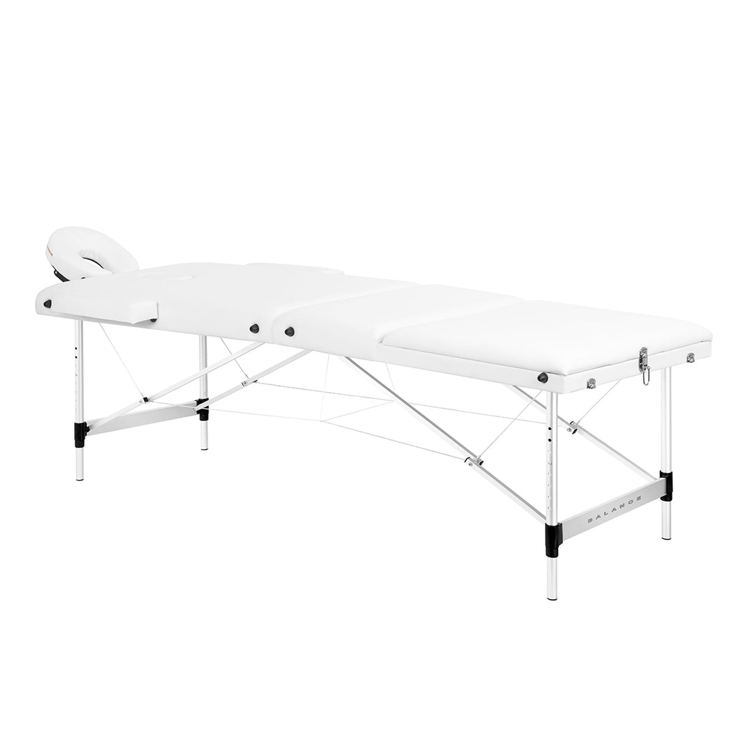 Camilla de masaje plegable de aluminio Balance 3 zonas blanco