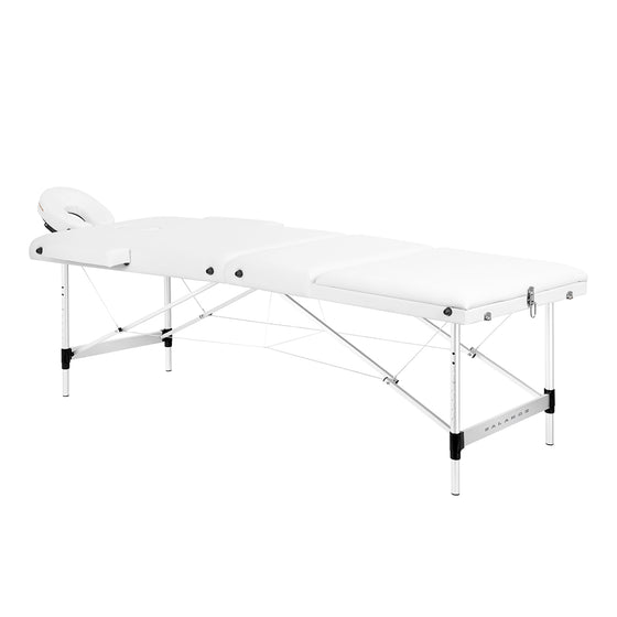 Camilla de masaje plegable de aluminio Balance 3 zonas blanco