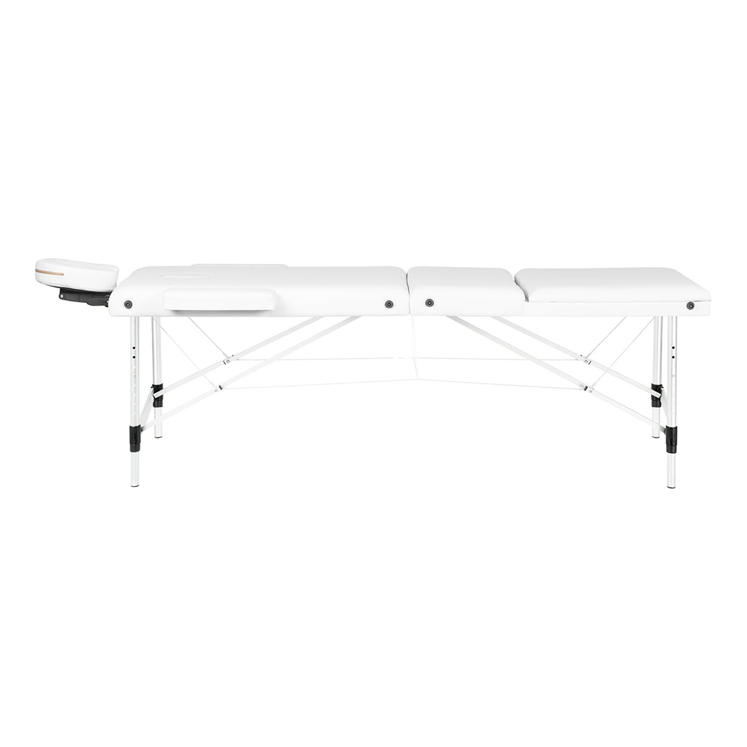 Camilla de masaje plegable de aluminio Balance 3 zonas blanco