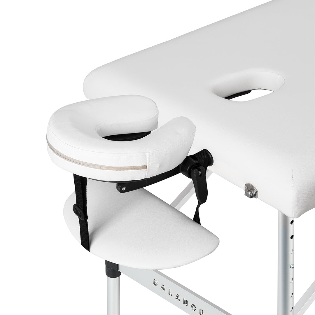 Camilla de masaje plegable de aluminio Balance 3 zonas blanco