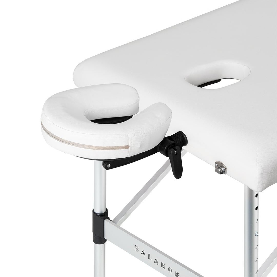 Camilla de masaje plegable de aluminio Balance 3 zonas blanco