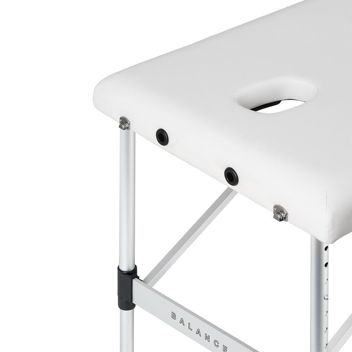 Camilla de masaje plegable de aluminio Balance 3 zonas blanco