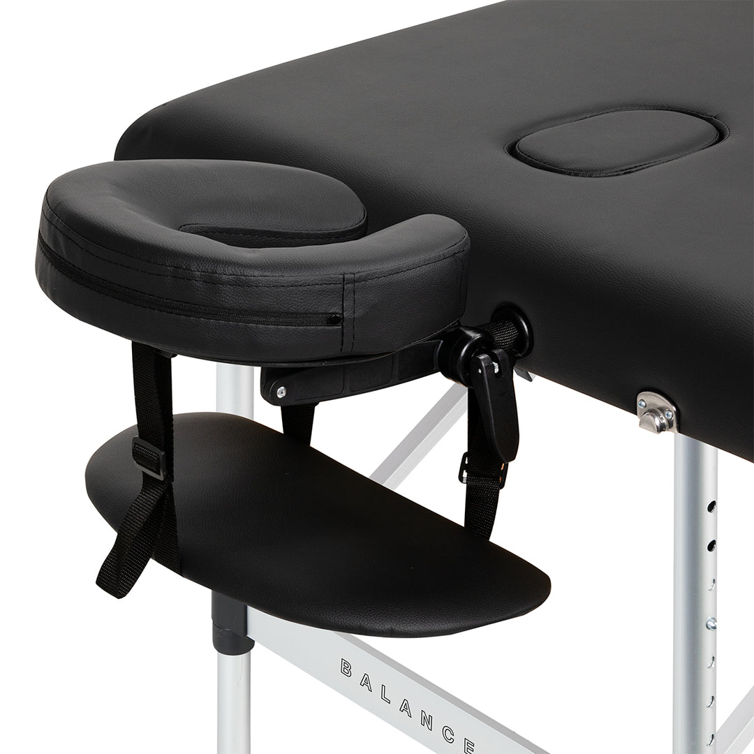 Camilla de masaje plegable de aluminio Balance 3 zonas negro