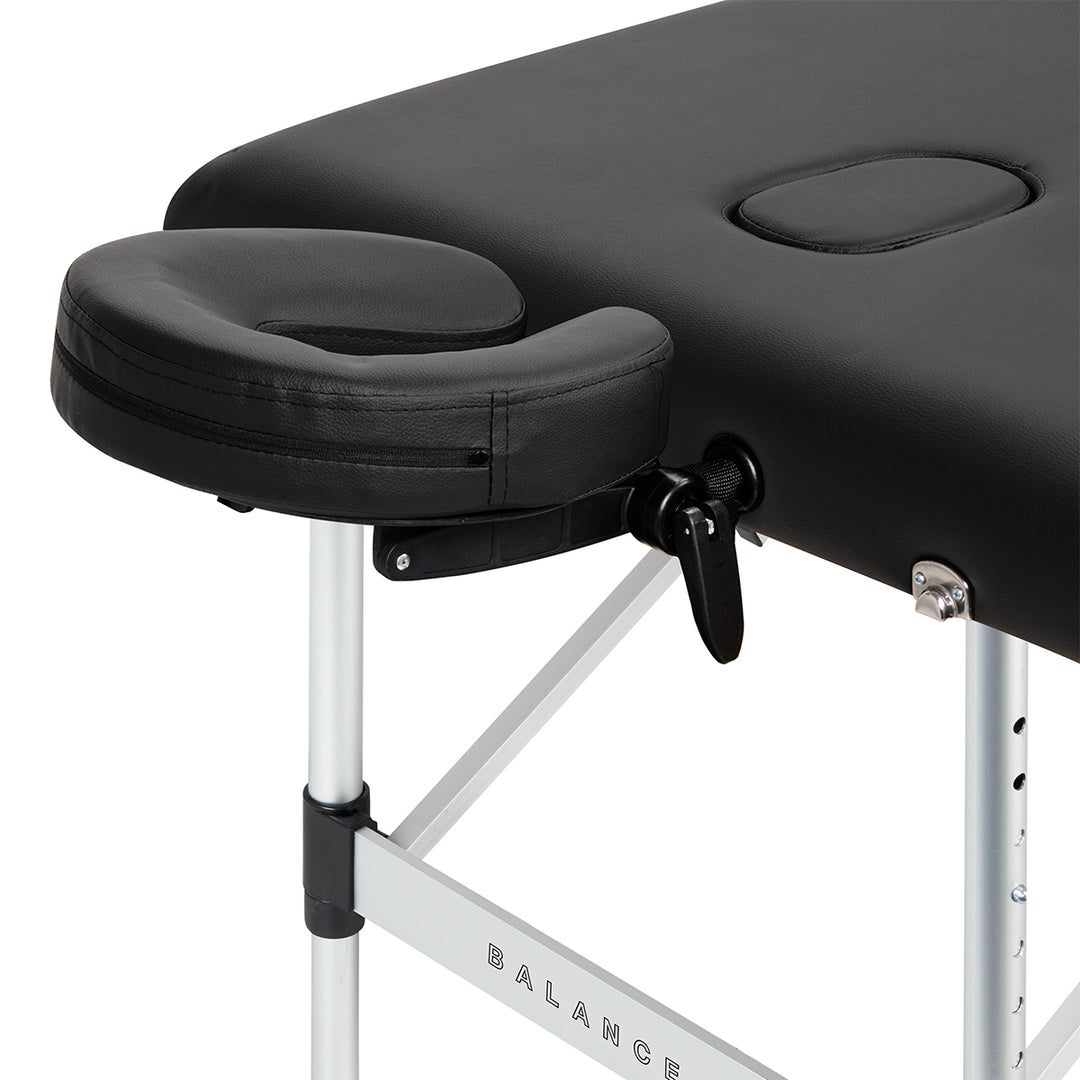 Camilla de masaje plegable de aluminio Balance 3 zonas negro