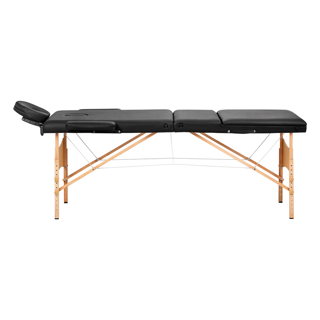 Camilla de masaje plegable de madera de haya Balance 3 zonas negro