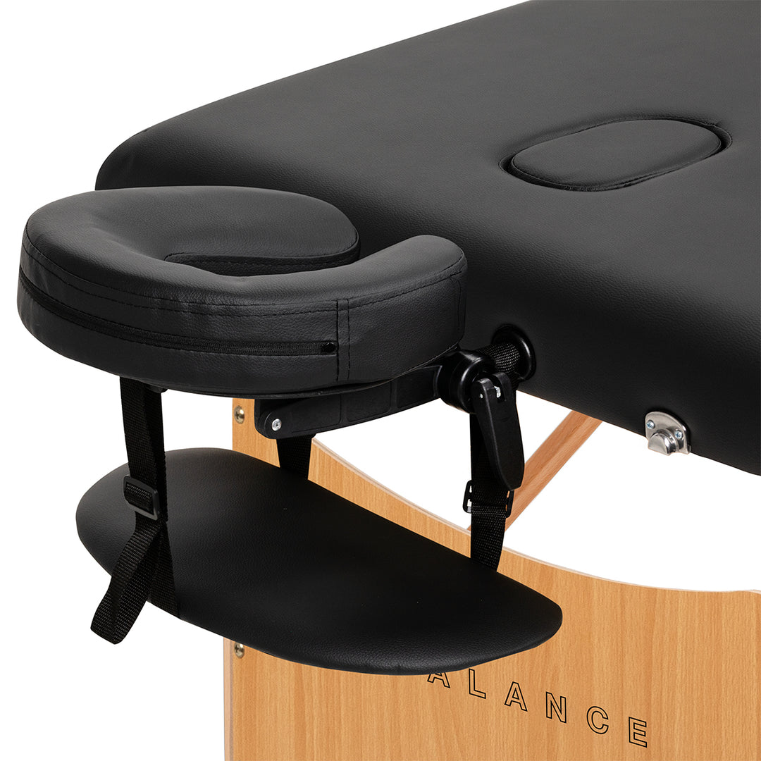 Camilla de masaje plegable de madera de haya Balance 3 zonas negro
