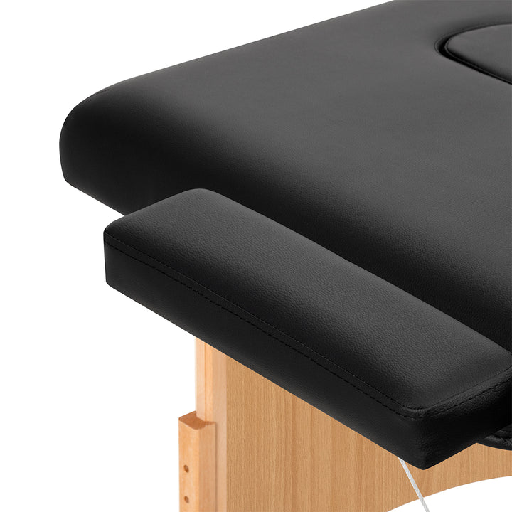 Camilla de masaje plegable de madera de haya Balance 3 zonas negro
