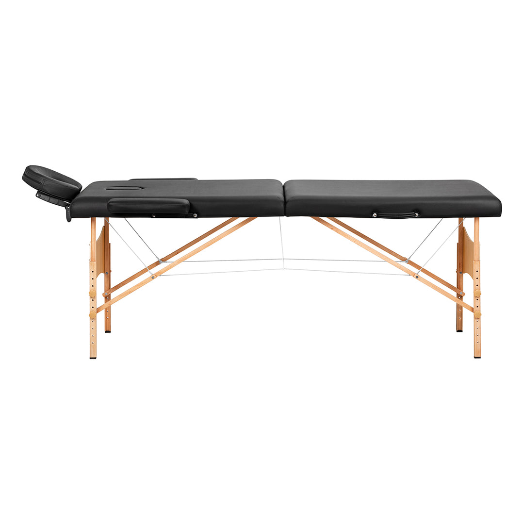 Camilla de masaje plegable de madera Balance Lux 2 zonas negro