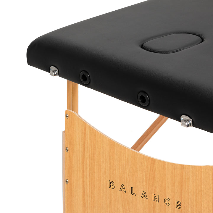 Camilla de masaje plegable de madera Balance Lux 2 zonas negro